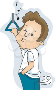 Royalty Free Clipart Image of a Man Passing Gas