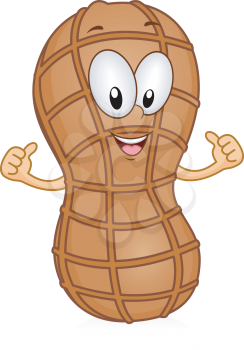 Royalty Free Clipart Image of a Peanut Pointing to Himself