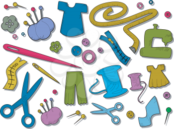 Royalty Free Clipart Image of Sewing Icons