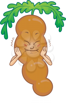Royalty Free Clipart Image of a Grimacing Tamarind