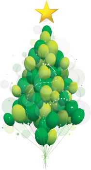 Royalty Free Clipart Image of a Balloon Christmas Tree