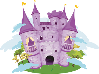 Royalty Free Clipart Image of a Purple Castle