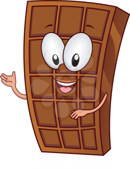 Royalty Free Clipart Image of a Chocolate Bar With a Face and Arms
