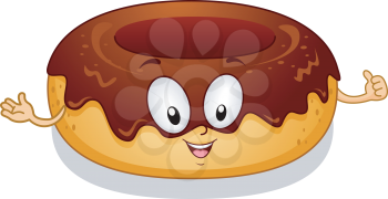 Royalty Free Clipart Image of a Doughnut Giving a Thumbs Up