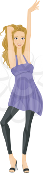 Royalty Free Clipart Image of a Young Girl Striking a Pose