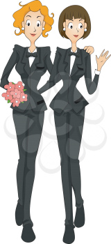 Royalty Free Clipart Image of a Lesbian Marriage