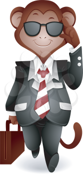 Royalty Free Clipart Image of a Monkey With a Briefcase