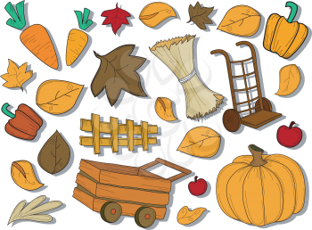 Royalty Free Clipart Image of a Collection of Autumn Harvest Icons