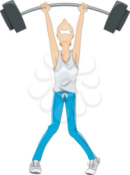 Royalty Free Clipart Image of a Skinny Man Lifting a Barbell