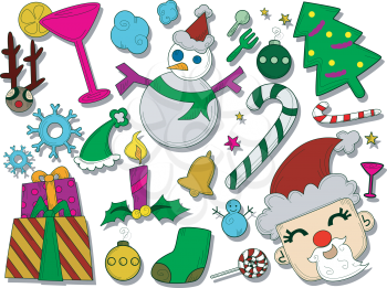 Royalty Free Clipart Image of Christmas Icons