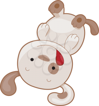 Royalty Free Clipart Image of a Dog Lying on Its Back Waiting for a Stomach Rub