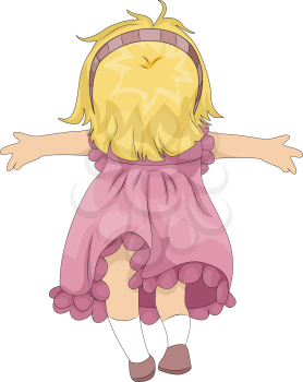 Royalty Free Clipart Image of a Girl From the Back With Her Arms Spread