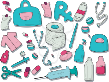 Royalty Free Clipart Image of Medical Items