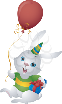 Royalty Free Clipart Image of a Birthday Rabbit