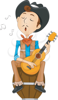 Royalty Free Clipart Image of a Singing Cowboy