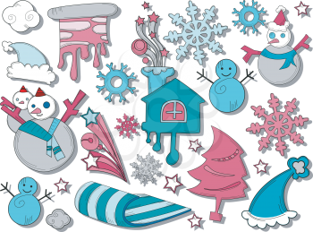 Royalty Free Clipart Image of a Set of Winter Icons
