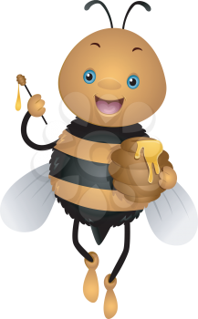 Royalty Free Clipart Image of a Bee With Honey