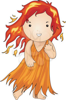 Royalty Free Clipart Image of a Fire Fairy