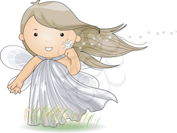 Royalty Free Clipart Image of a Fairy With Her Hair Blowing