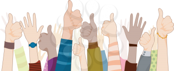 Royalty Free Clipart Image of a Group of Thumbs Up