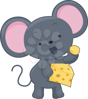 Royalty Free Clipart Image of a Mouse With Cheese