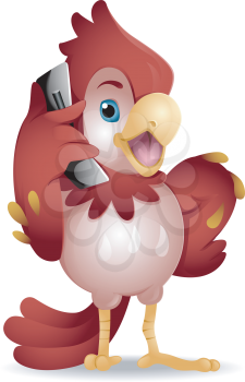 Royalty Free Clipart Image of a Parrot on a Cellphone