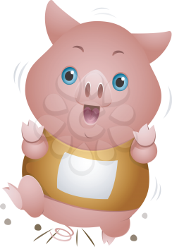 Royalty Free Clipart Image of a Pig in a Race