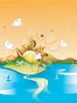 Royalty Free Clipart Image of an Abstract Beach Design
