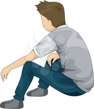 Royalty Free Clipart Image of a Boy With His Face Turned Away