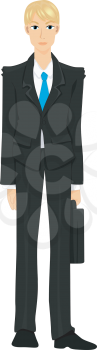 Royalty Free Clipart Image of a Young Man in a Suit With a Briefcase
