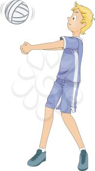 Royalty Free Clipart Image of a Boy Playing Volleyball