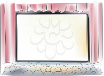 Royalty Free Clipart Image of a Theatre Screen