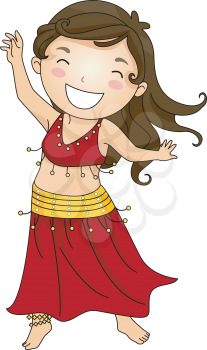 Royalty Free Clipart Image of a Belly Dancing Girl
