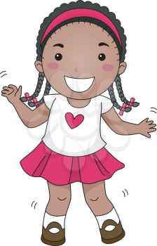 Royalty Free Clipart Image of a Little Girl Dancing