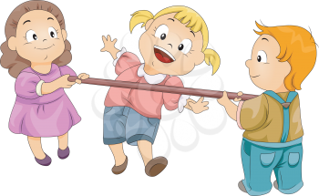 Royalty Free Clipart Image of Children Doing the Limbo