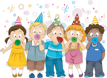 Royalty Free Clipart Image of Children Celebrating