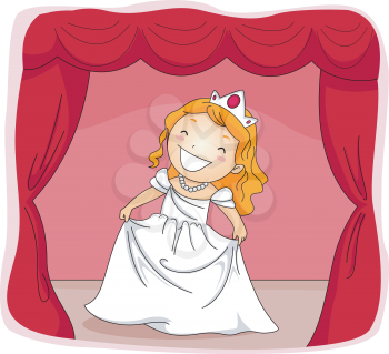 Royalty Free Clipart Image of a Girl on Stage