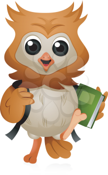 Royalty Free Clipart Image of an Owl Student