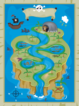 Royalty Free Clipart Image of a Kid's Treasure Map