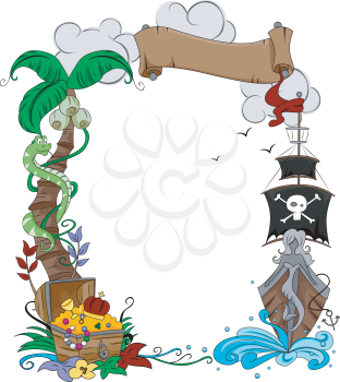 Royalty Free Clipart Image of a Pirate Themed Frame