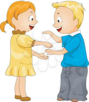 Royalty Free Clipart Image of Children Playing a Hand Game