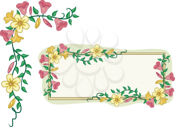 Royalty Free Clipart Image of a Flower Corner and Frame