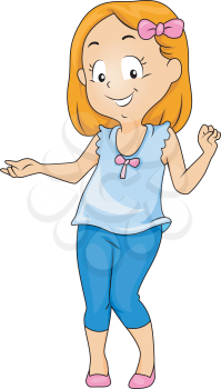 Royalty Free Clipart Image of a Little Girl Indicating Something
