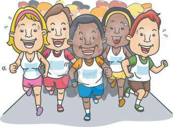 Royalty Free Clipart Image of People Running