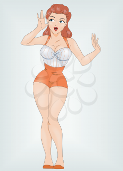 Royalty Free Clipart Image of a Retro Pinup Girl