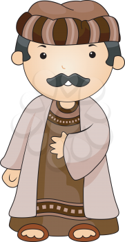 Royalty Free Clipart Image of a Man in a Arab Clothing