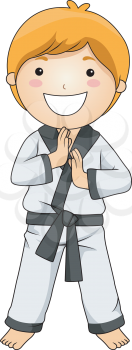 Royalty Free Clipart Image of a Boy in a Martial Arts Pose