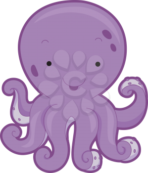 Royalty Free Clipart Image of a Cartoon Octopus