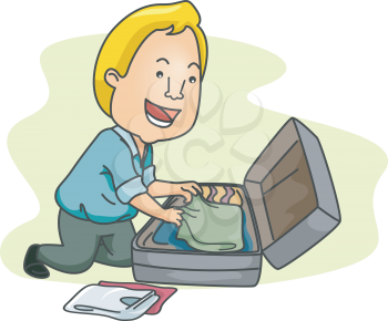Royalty Free Clipart Image of a Man Packing
