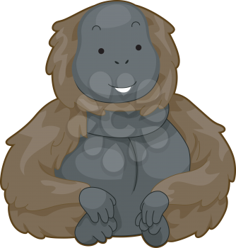 Royalty Free Clipart Image of a Smiling Ape